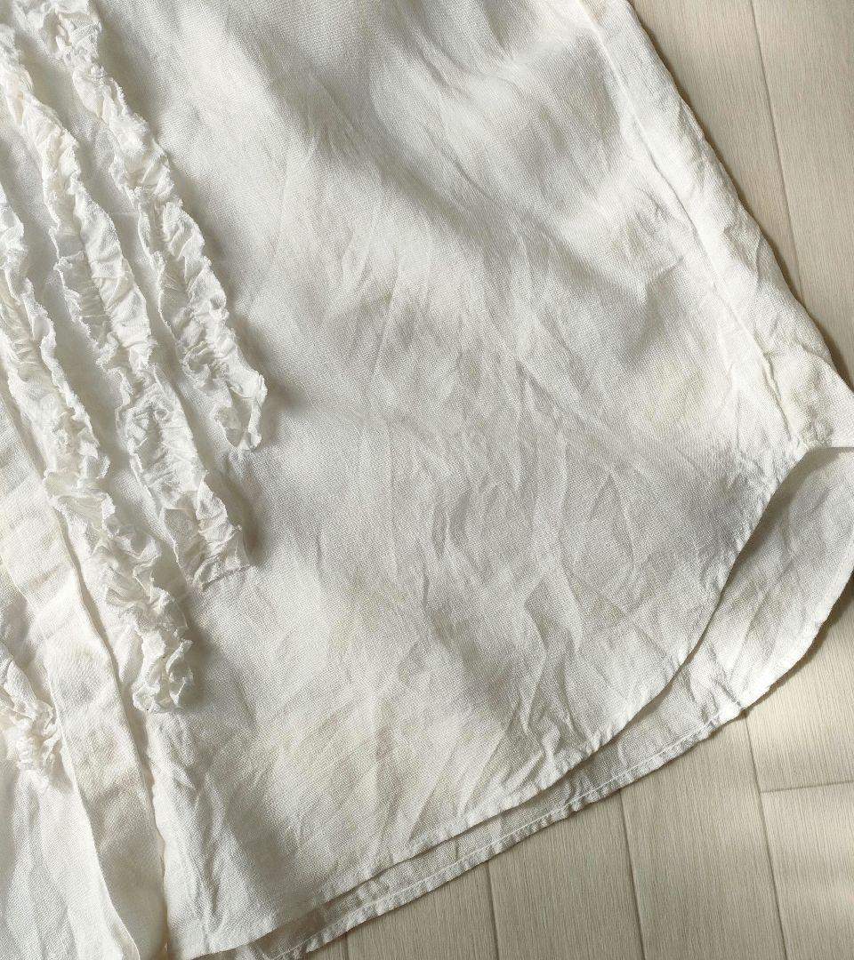 専用◎かぐれ　リネンフリルフレンチワイドシャツ　ホワイト