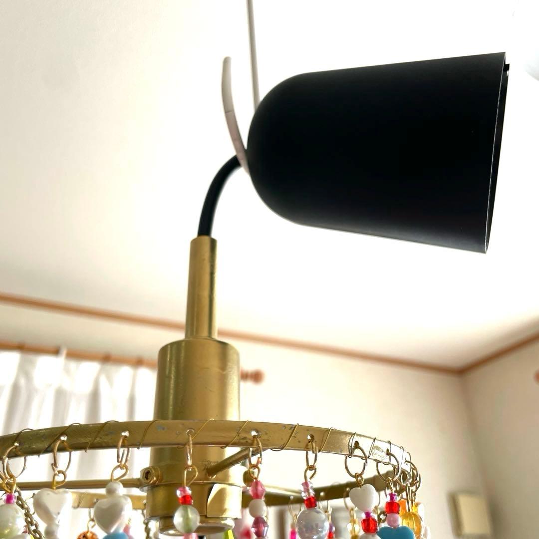 ミニシャンデリア　カラフルビーズ　天井照明　シーリングライト　ビーズ　キラキラ