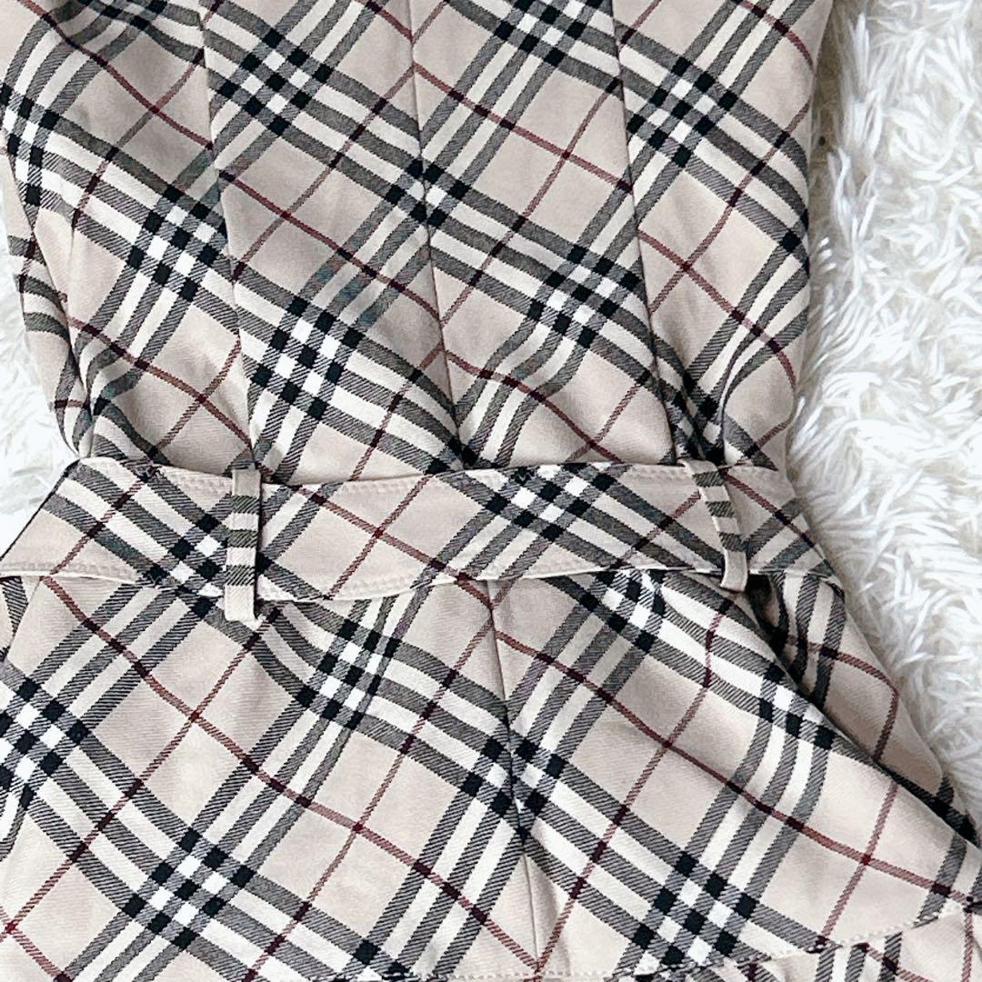 バーバリーノバチェック リボン付きワンピース　 ノースリーブ フリル36サイズ