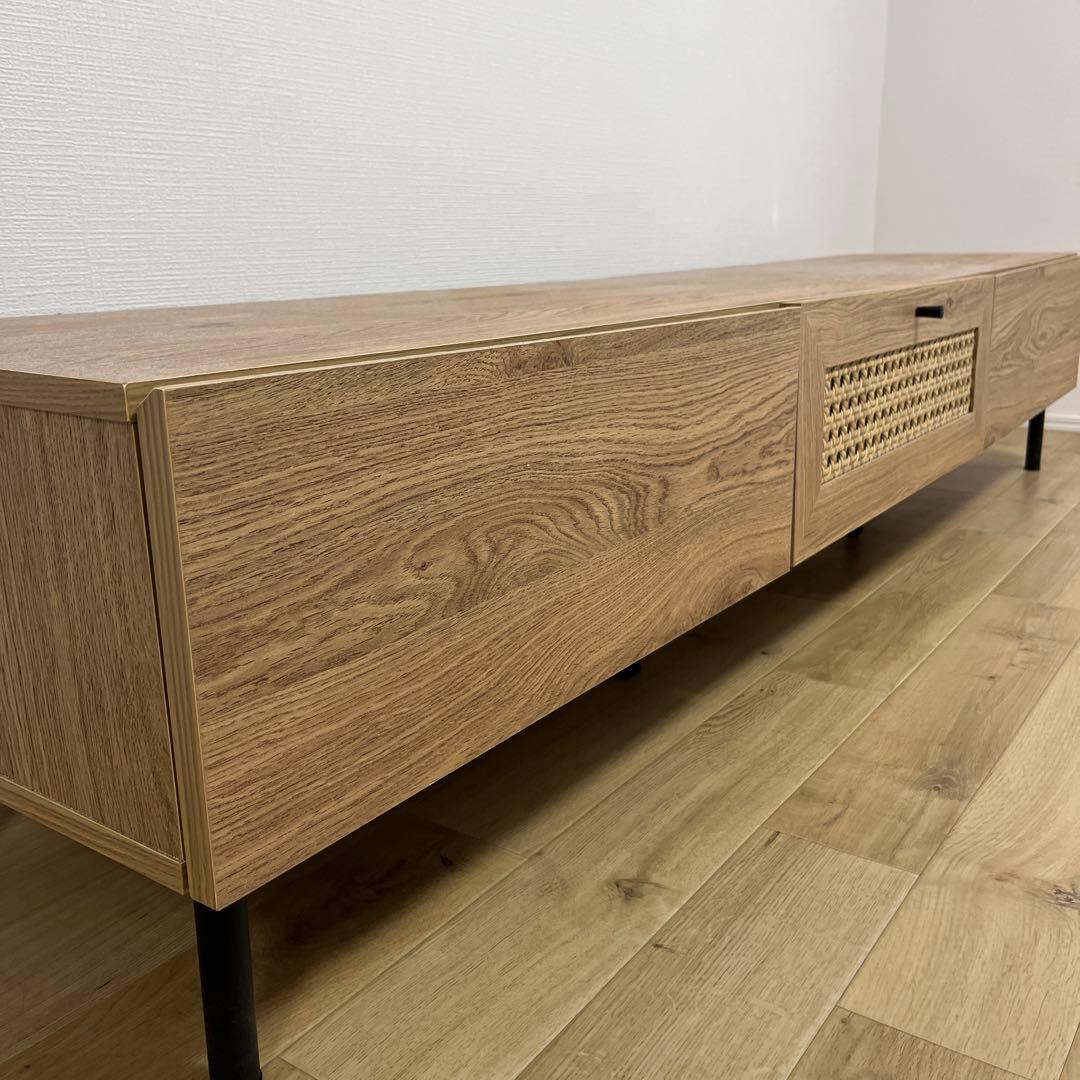 （送料込み）完成品、LOWYA ラタンテレビ台 ナチュラルブラック180