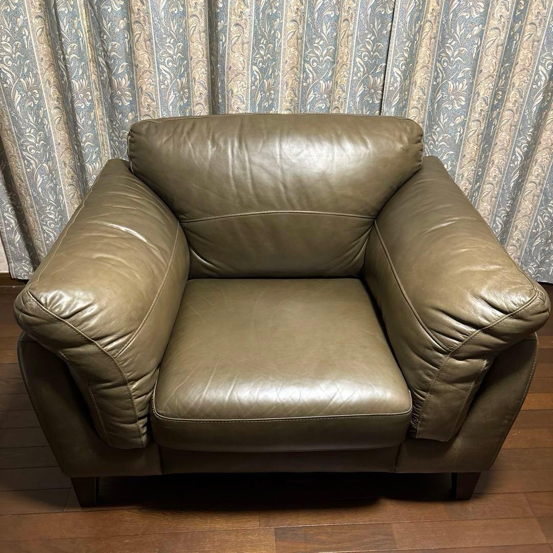 【良品】DULTON レザーソファ 1シーター マッドグレー