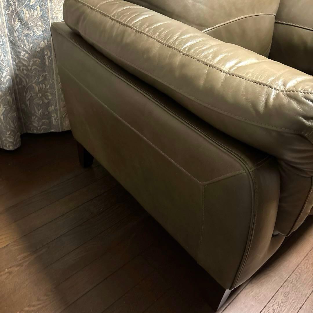 【良品】DULTON レザーソファ 1シーター マッドグレー