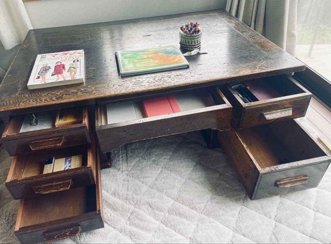 引取希望相談 希少 京都 両袖文机 アンティーク ローデスク　骨董 座机 デスク