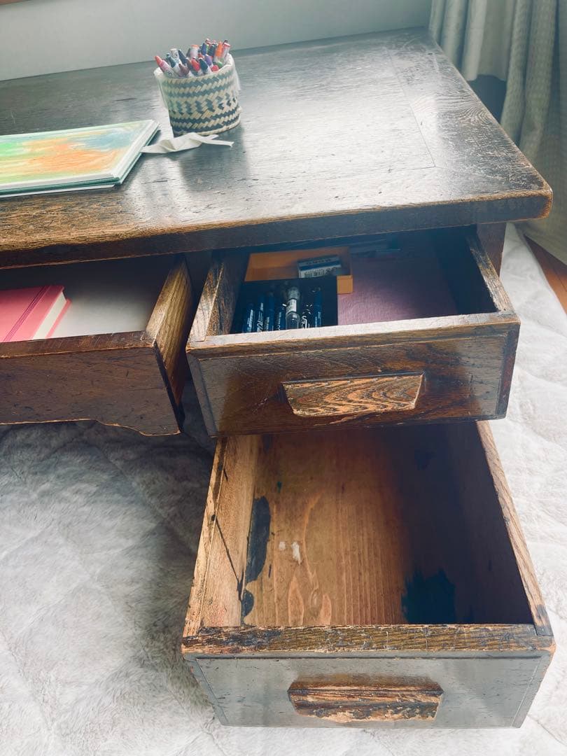 引取希望相談 希少 京都 両袖文机 アンティーク ローデスク　骨董 座机 デスク