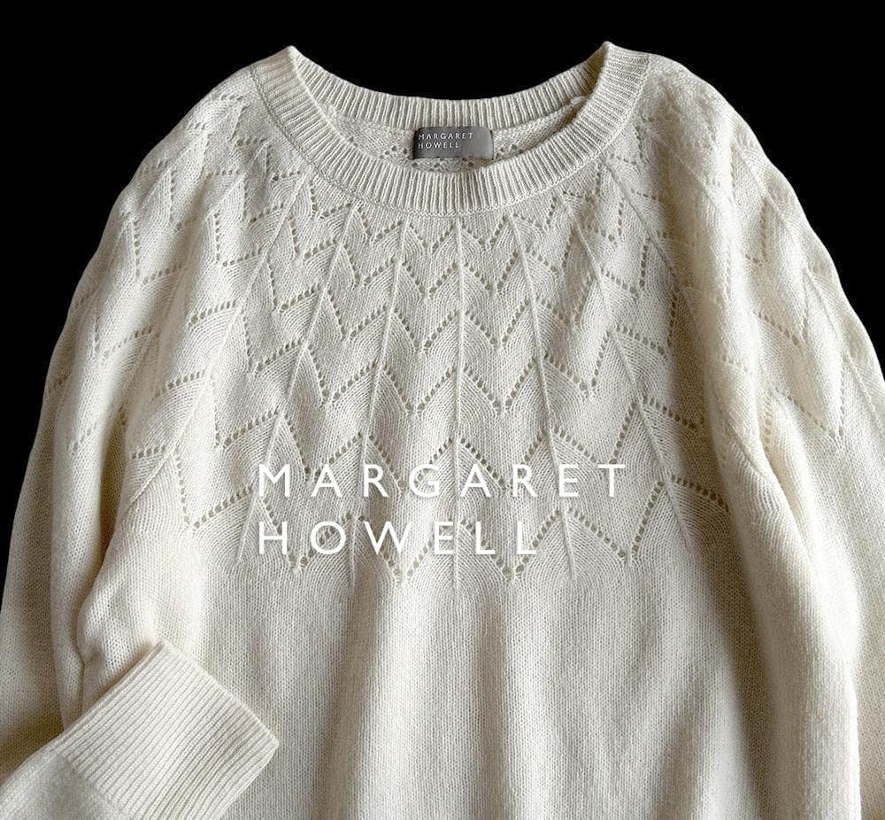 マーガレットハウエル 現行タグ カシミヤ混ウール 放射状 透かし編みニット