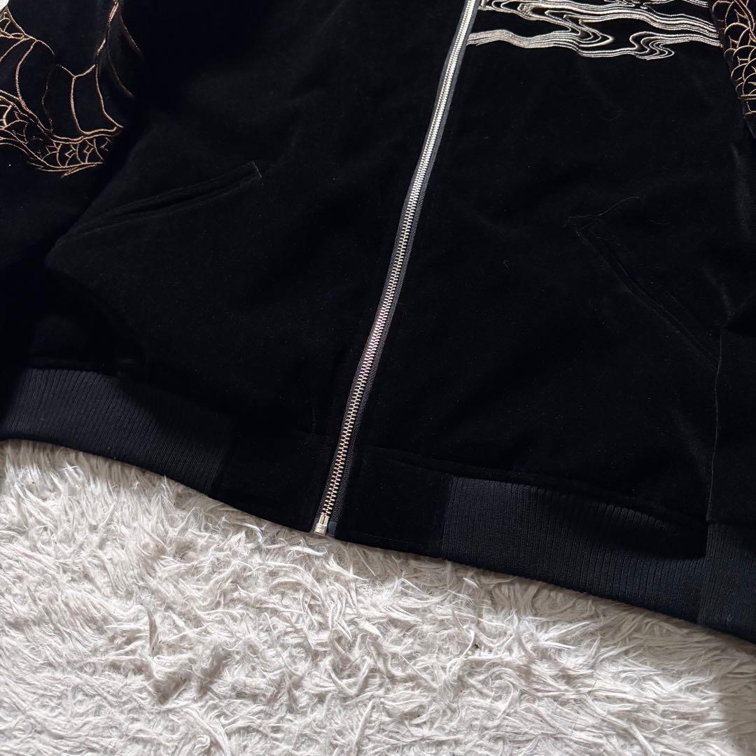 未使用級◎絡繰魂 粋　スカジャン　ベロア　和柄　龍　豪華刺繍　ブラック　XL