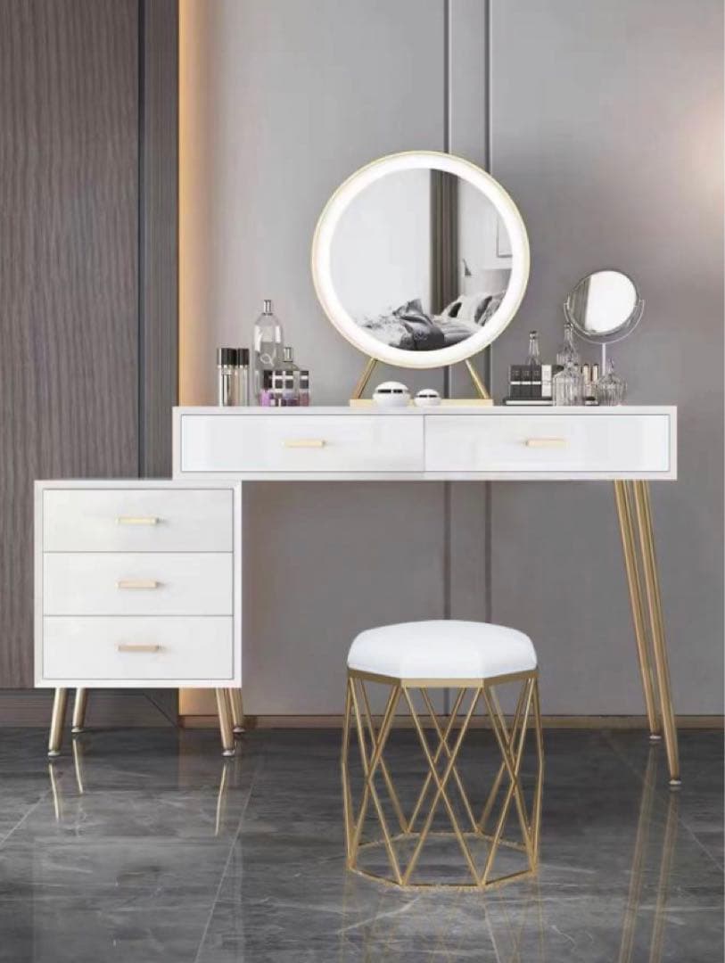 生活応援 ドレッサー　化粧台　北欧風 鏡台 オシャレ お姫系女優ミラー