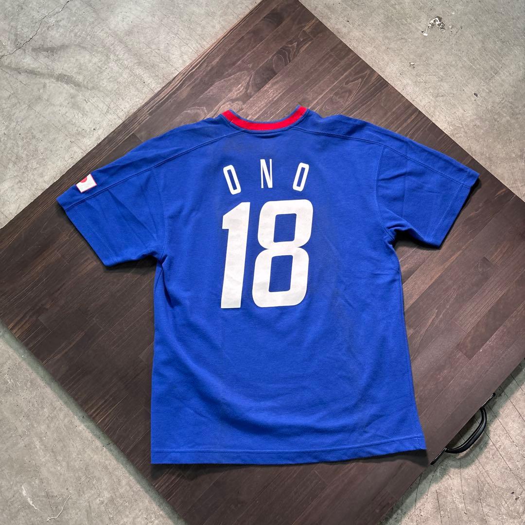 8SM1 小野伸二　日本代表　ゲームシャツ　Tシャツ　18番　青　サッカー　古着