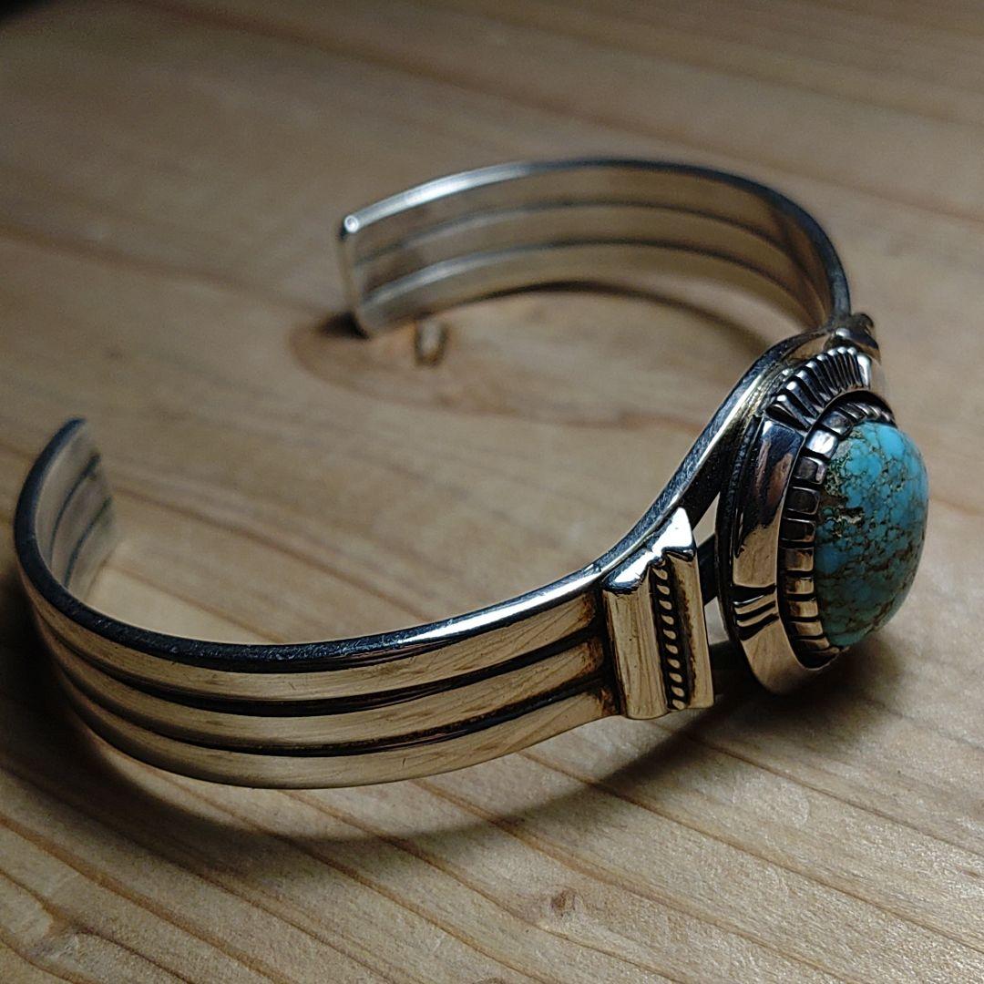 最終価格ナバホ族ターコイズシルバーバングルデルバートバンデバーVandever銀