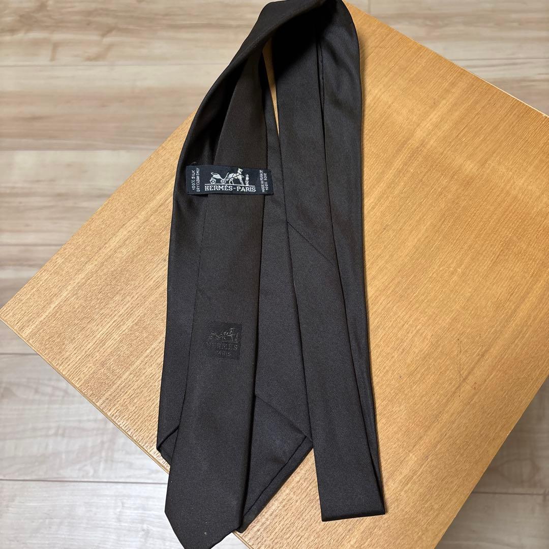 HERMES ブラウン　シルクネクタイ