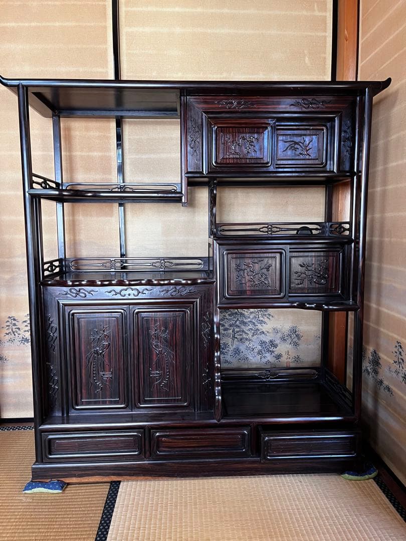 木製彫刻装飾シェルフ 大きめ