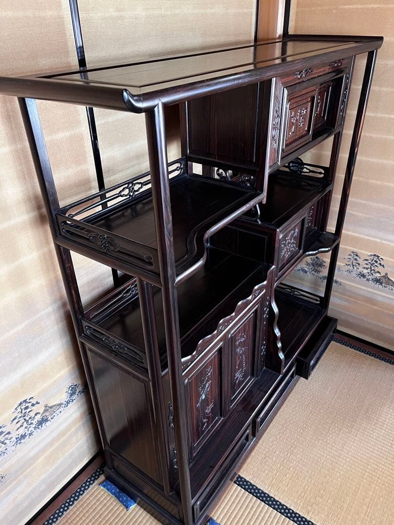 木製彫刻装飾シェルフ 大きめ