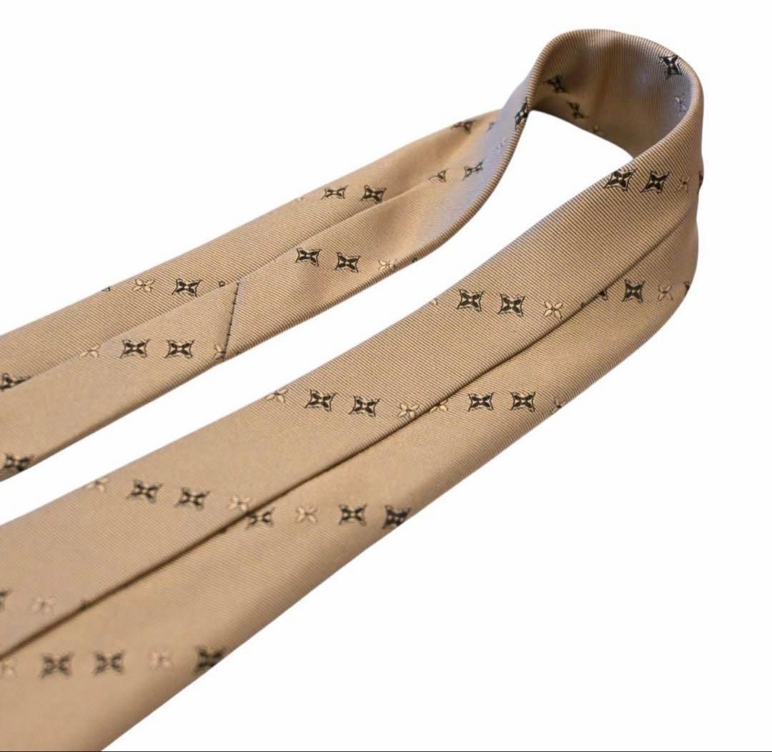 【未使用級】LOUIS VUITTON ネクタイ モノグラム ベージュ箱付き