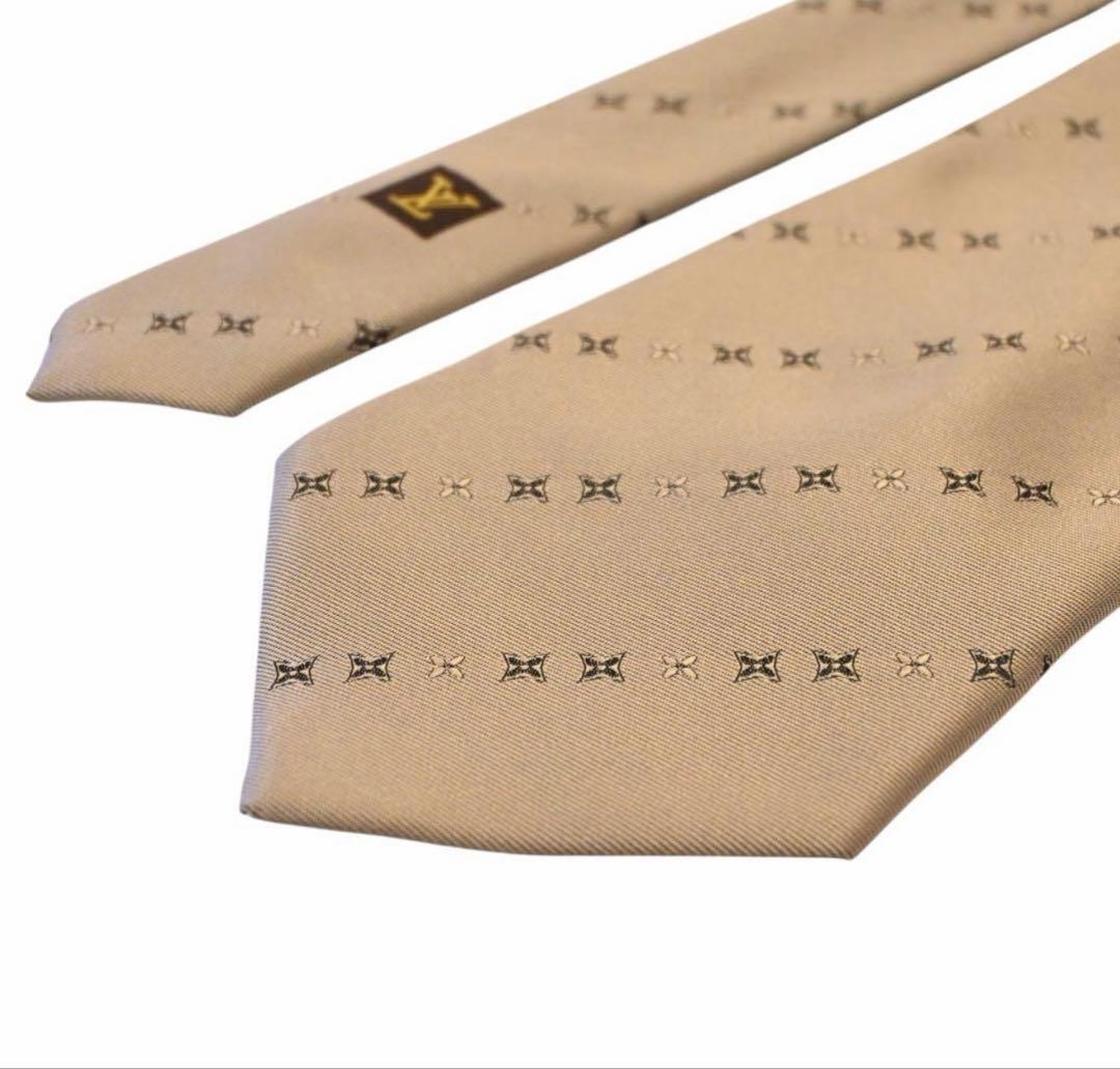 【未使用級】LOUIS VUITTON ネクタイ モノグラム ベージュ箱付き