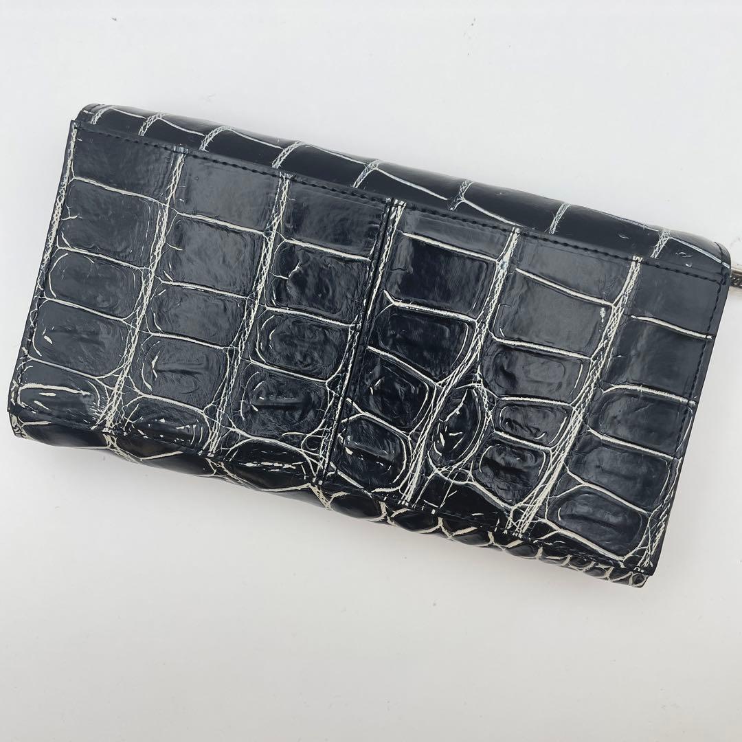 未使用✨ スタイルクロコ　リアルクロコダイル　目地染め　長財布　バニラブラック