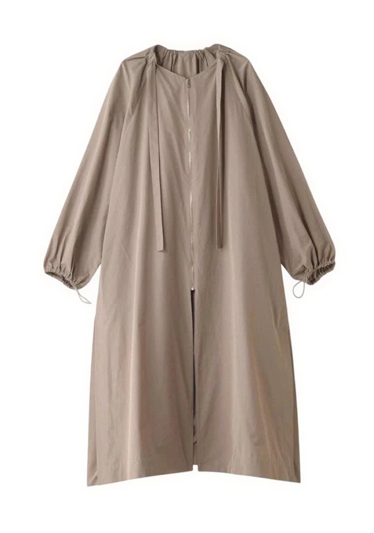 ebure ライトタフタ ノーカラードルマンスリーブコート ベージュ サイズ38