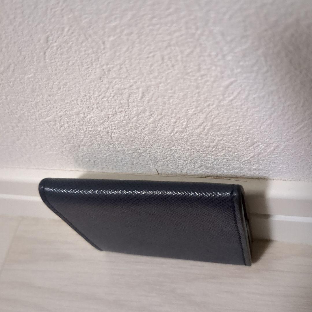【美品】PRADA　サフィアーノレザー　ケース　ネイビー