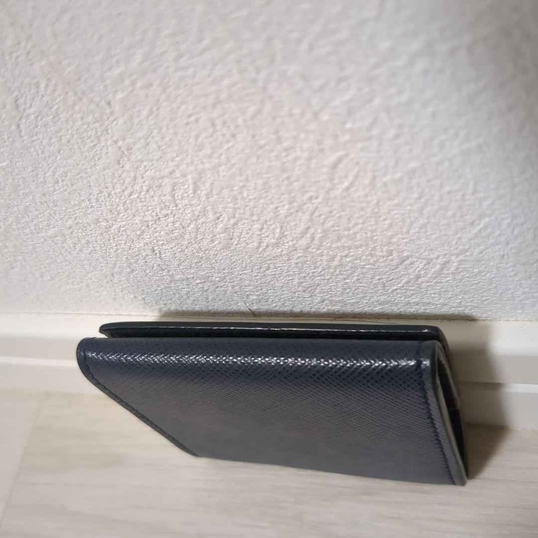 【美品】PRADA　サフィアーノレザー　ケース　ネイビー