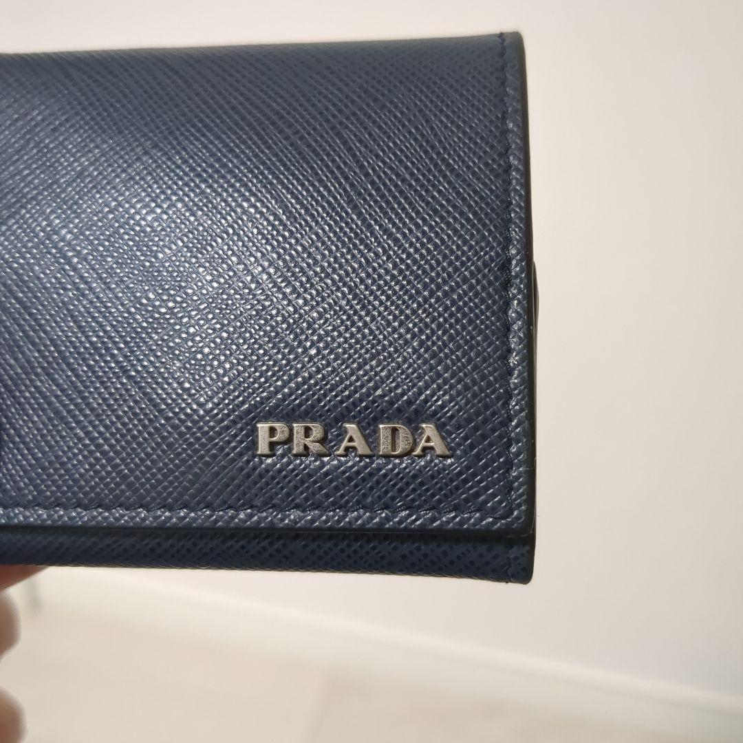 【美品】PRADA　サフィアーノレザー　ケース　ネイビー