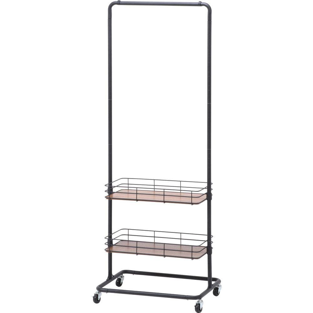 ハンガーラック　ＢＫ 　ブラック　スチールと木板がかっこいい幅60cm