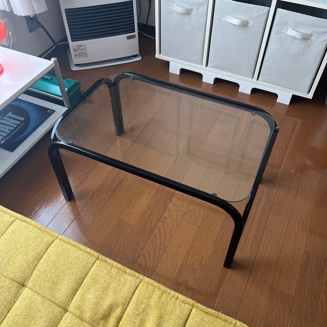ミッドセンチュリー　ガラス天板テーブル　ブラック　ローテーブル　昭和レトロ②