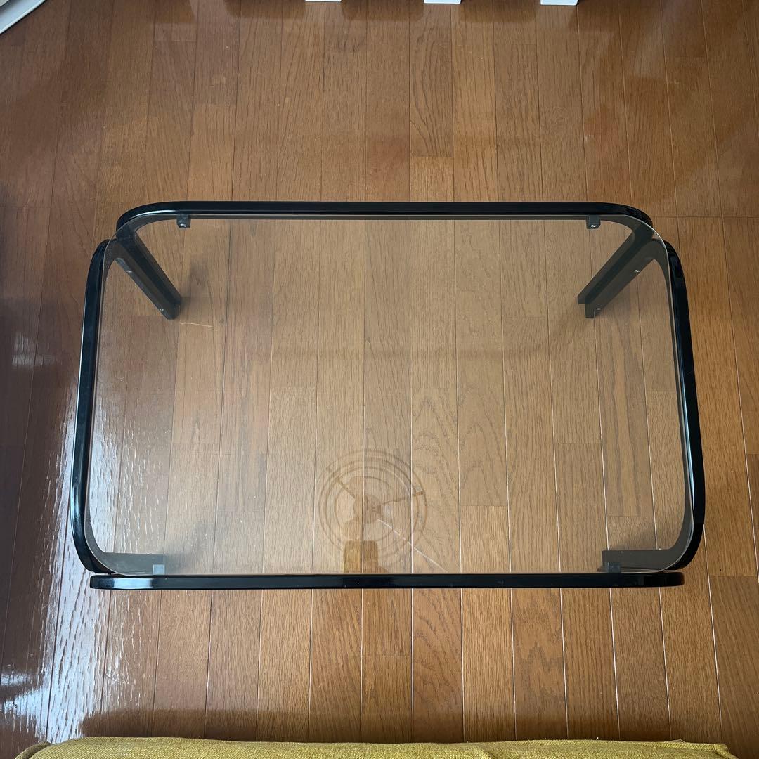 ミッドセンチュリー　ガラス天板テーブル　ブラック　ローテーブル　昭和レトロ②