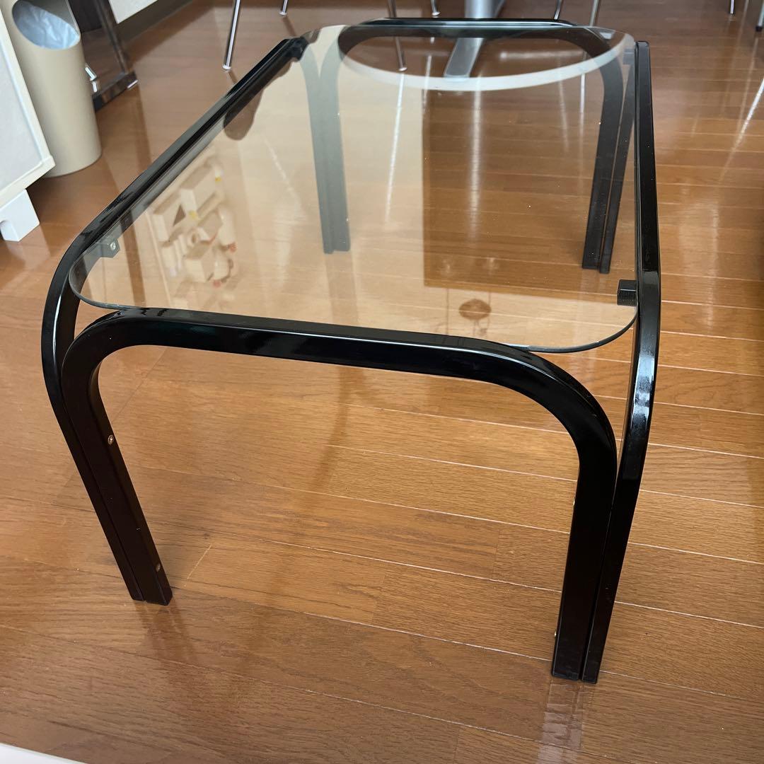 ミッドセンチュリー　ガラス天板テーブル　ブラック　ローテーブル　昭和レトロ②