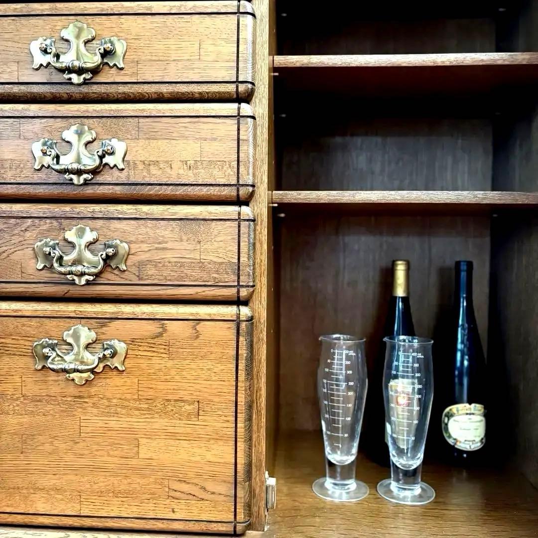 【一点物｜フランス製ヴィンテージキャビネット】オーク材×真鍮取手｜収納｜送料込み