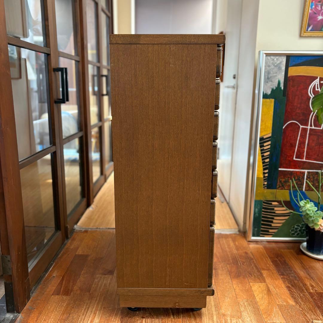 【一点物｜フランス製ヴィンテージキャビネット】オーク材×真鍮取手｜収納｜送料込み