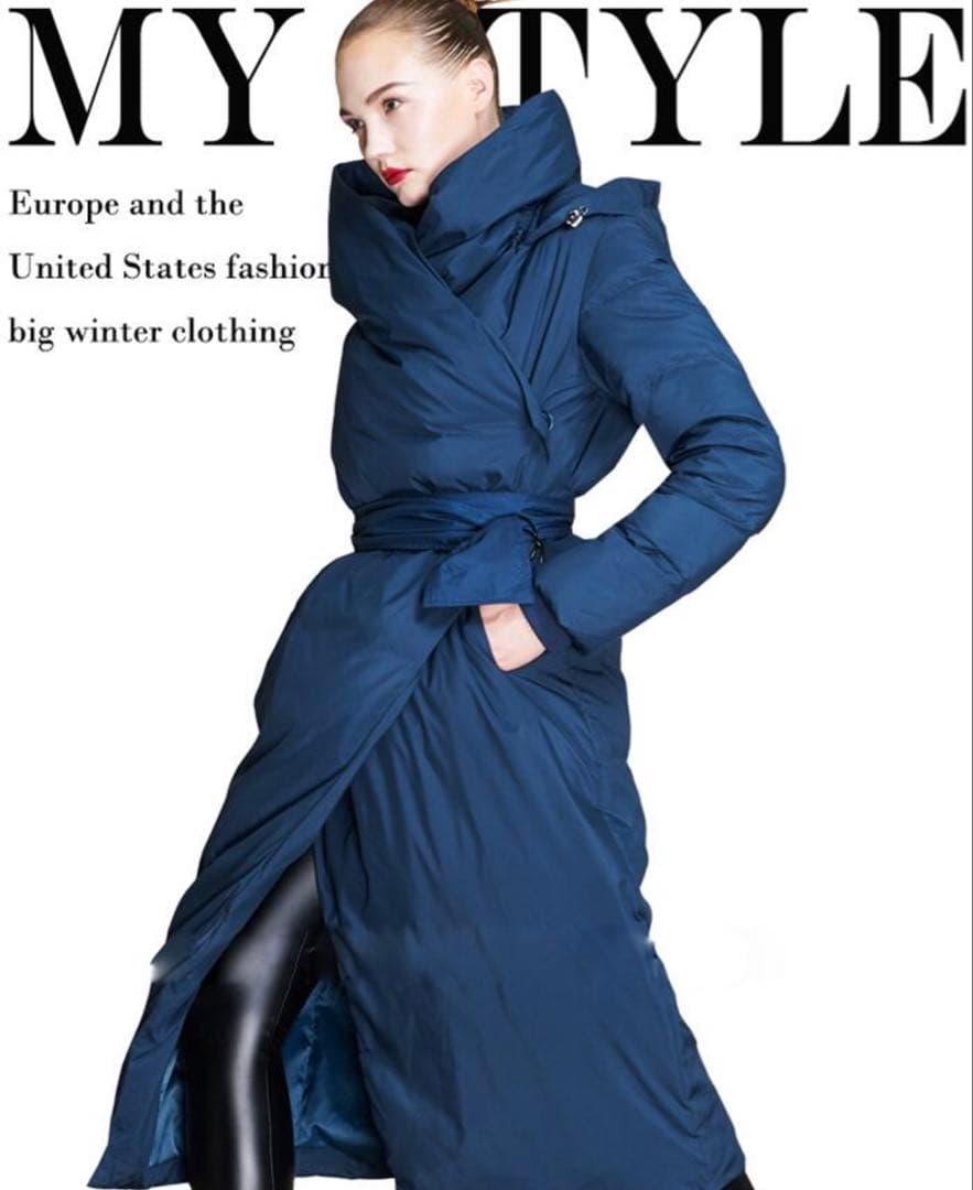 女優コート　ダウン　ロングコート　アシンメトリー