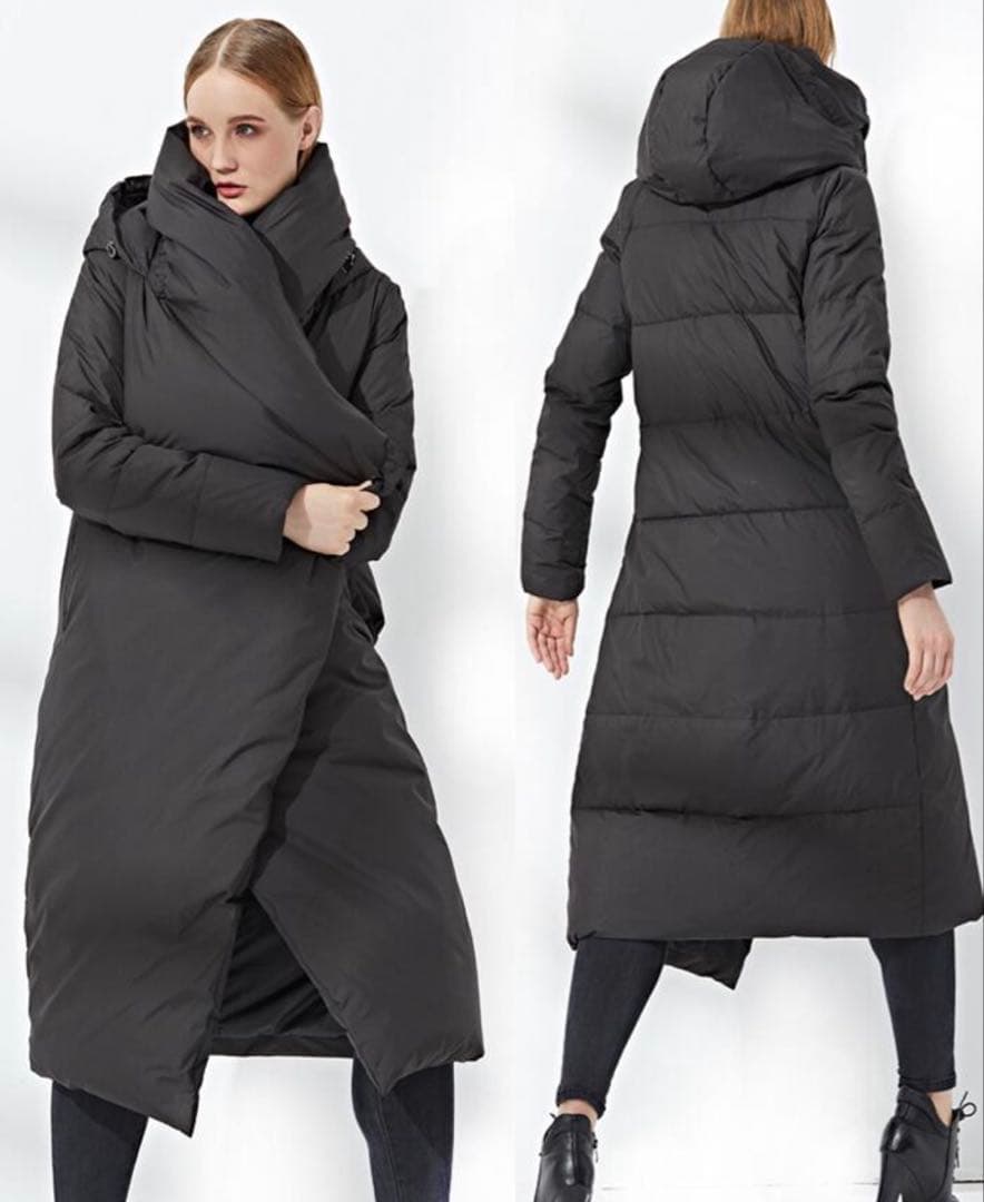 女優コート　ダウン　ロングコート　アシンメトリー