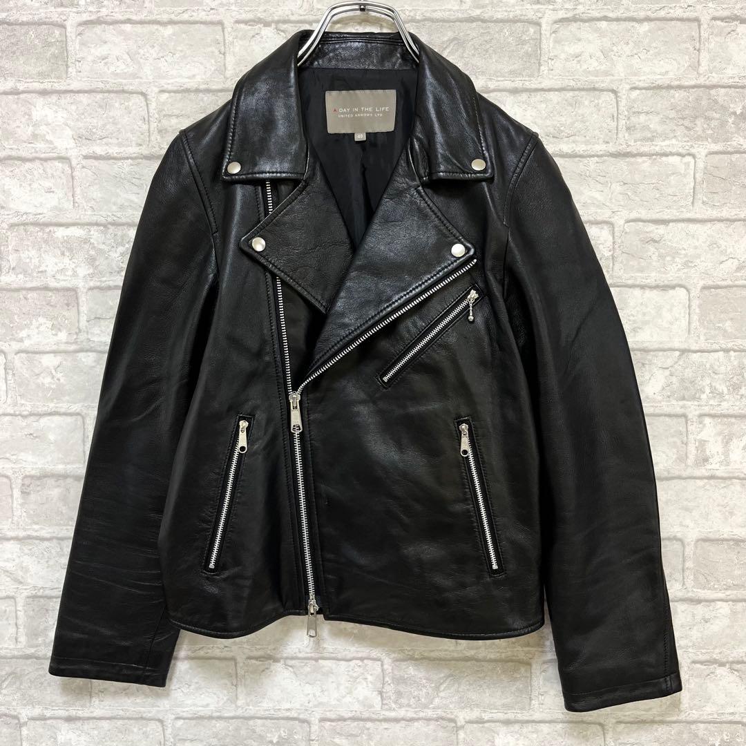 らひ様【美品】ユナイテッドアローズ ラムレザー ダブル ライダース 40 黒