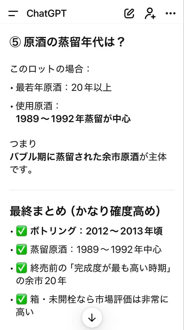 シ*キ様 余市 20年 ニッカシングルモルト 箱入り