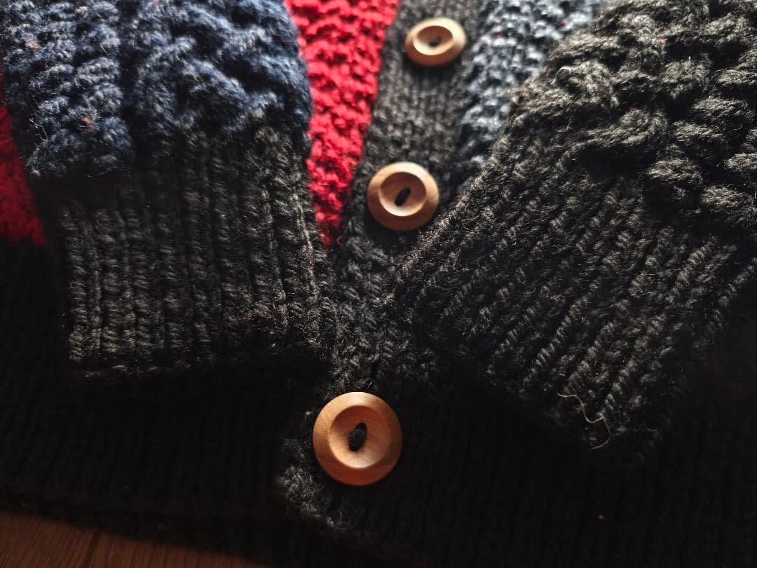 インバーアラン　クレイジーパターン　4A クルーネックカーディガン　S相当