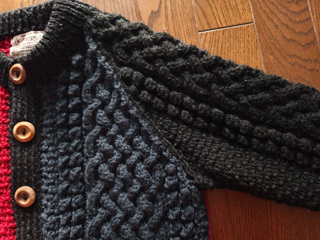 インバーアラン　クレイジーパターン　4A クルーネックカーディガン　S相当