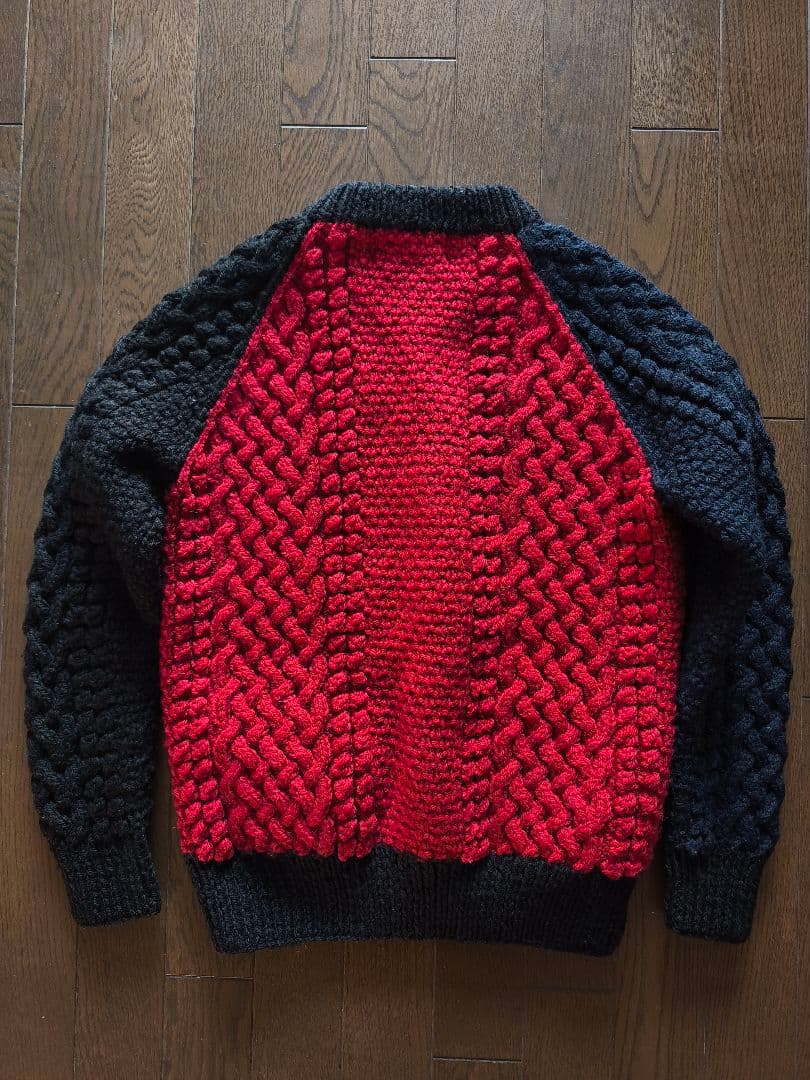 インバーアラン　クレイジーパターン　4A クルーネックカーディガン　S相当