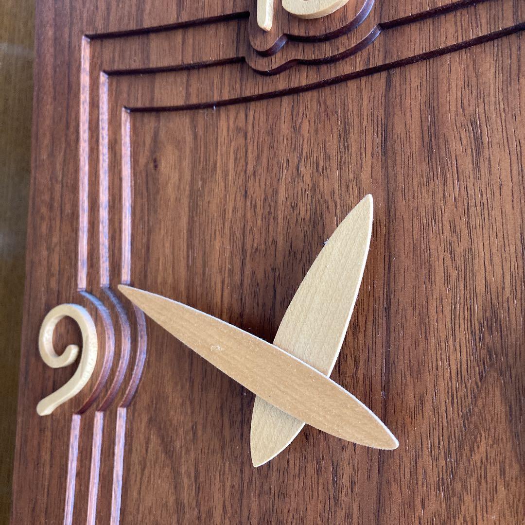 木彫り　振り子時計　ナラ材