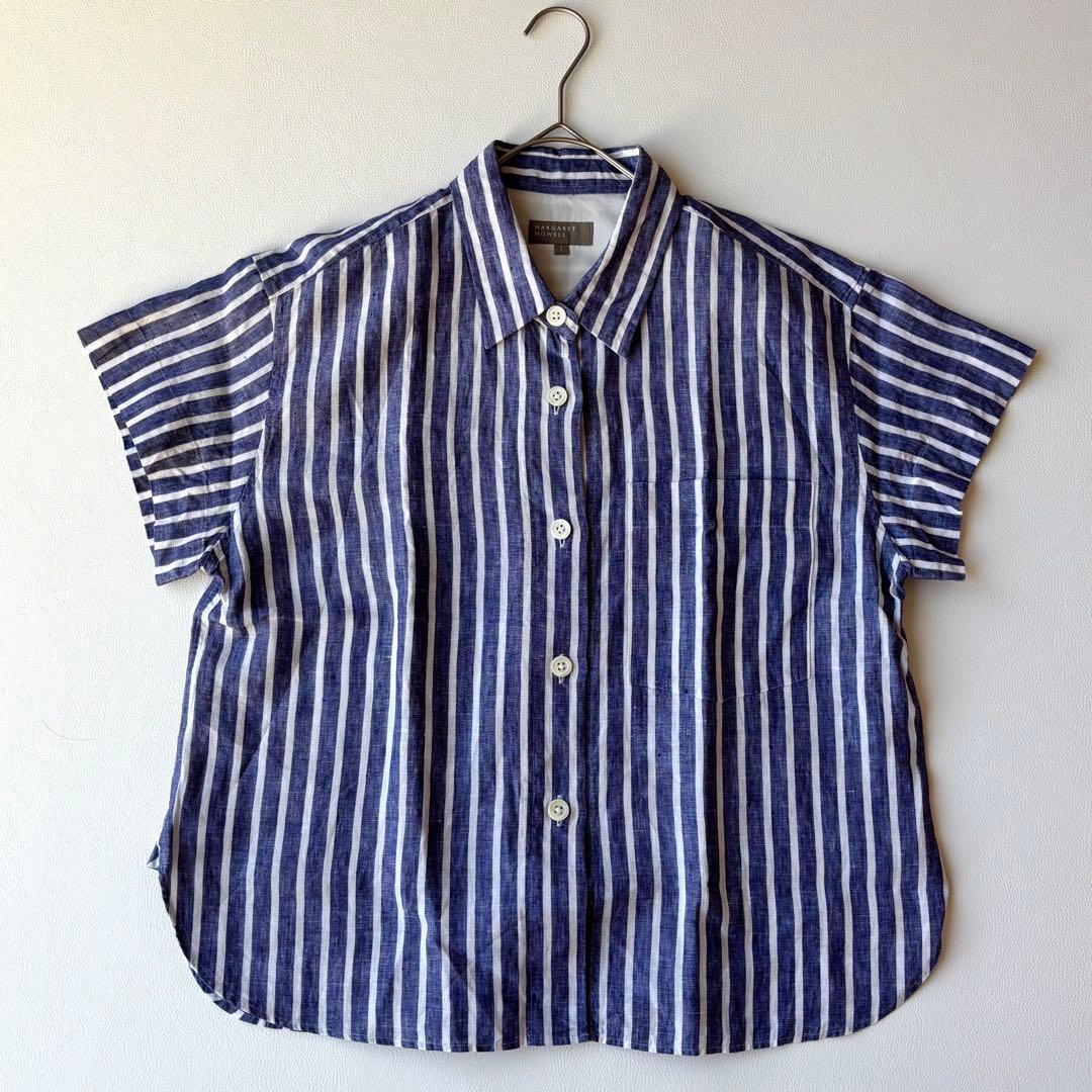 MARGARET HOWELL 22SS ワイドストライプリネン　半袖シャツ