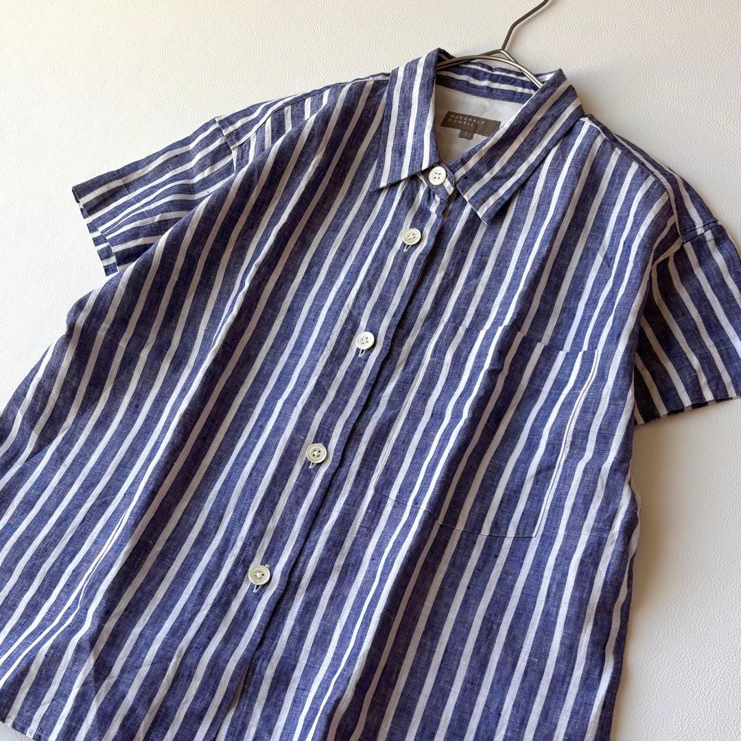 MARGARET HOWELL 22SS ワイドストライプリネン　半袖シャツ