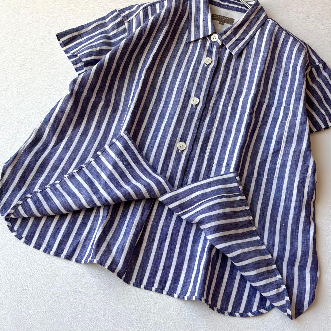 MARGARET HOWELL 22SS ワイドストライプリネン　半袖シャツ