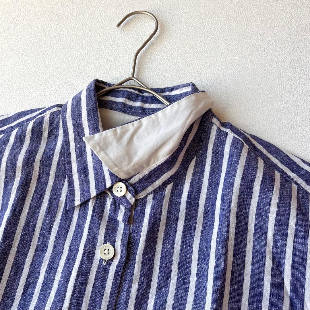 MARGARET HOWELL 22SS ワイドストライプリネン　半袖シャツ