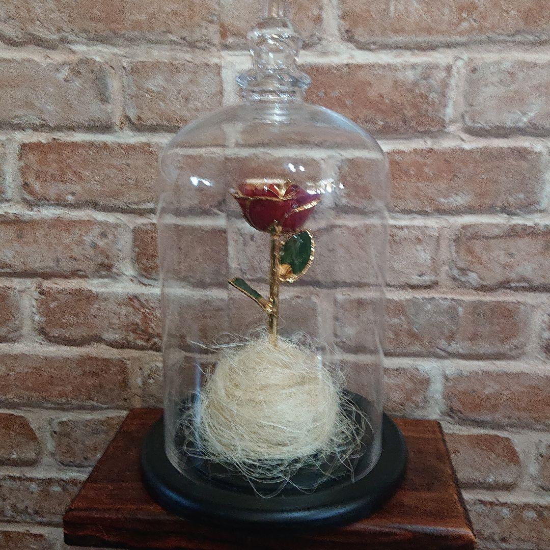 ガラスドーム 薔薇のオブジェ