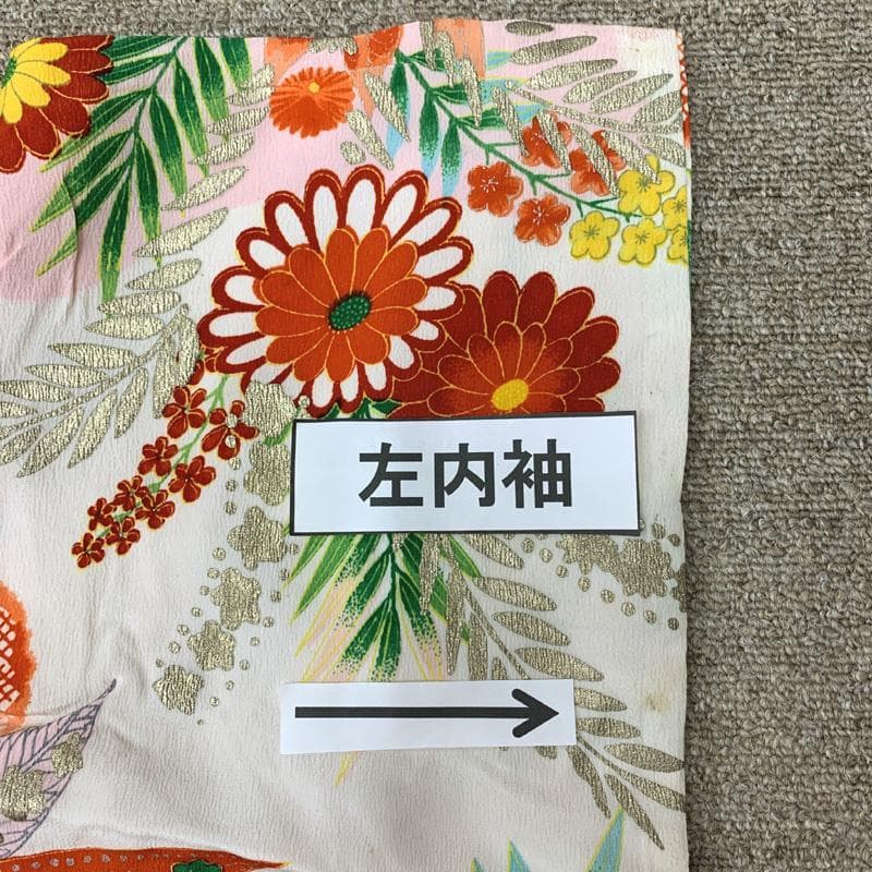 404ag45□七五三 三歳 女児 アンティーク 着物のみ 花 草花文□状態良好