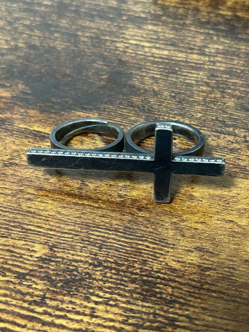 OZabstract クロス2連シルバーリング ジルコニア定価5.5万