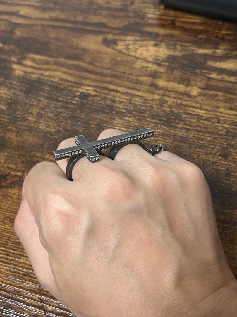 OZabstract クロス2連シルバーリング ジルコニア定価5.5万