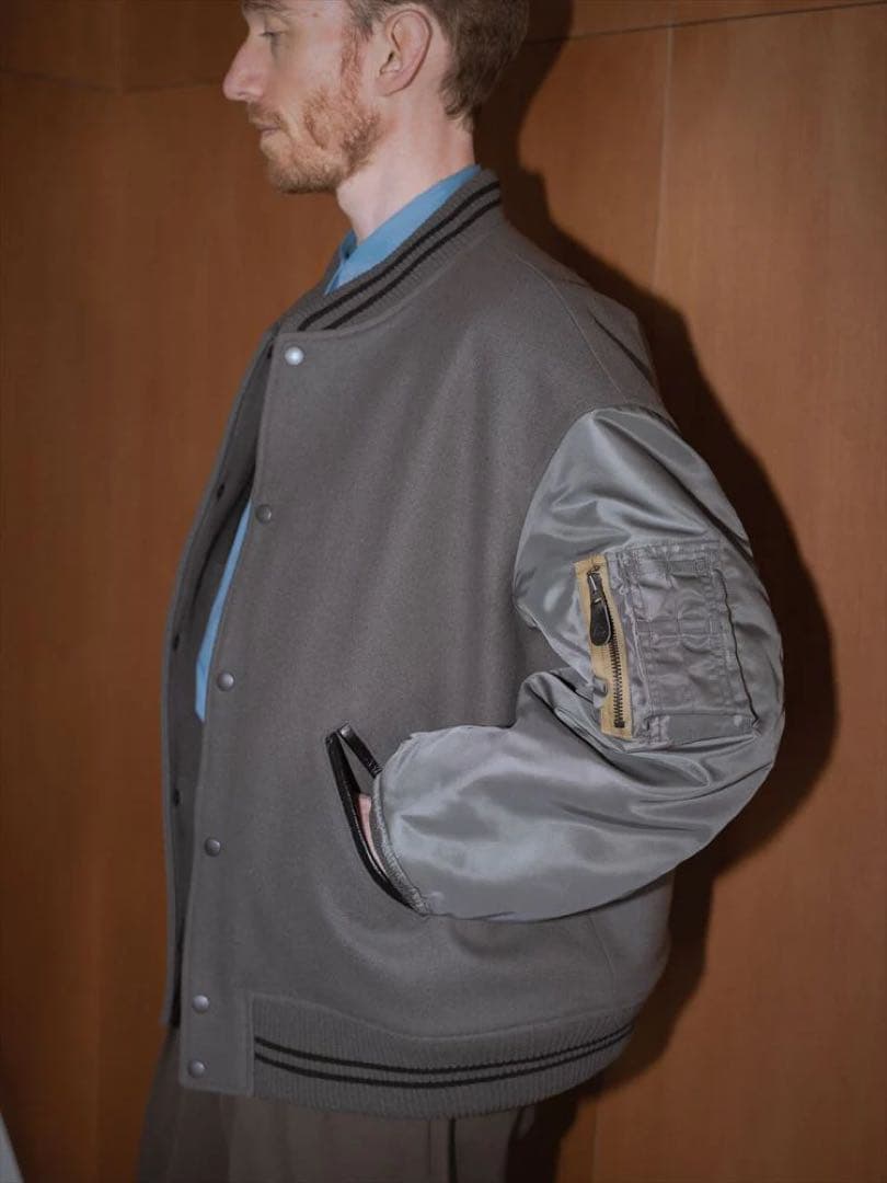 ジャケット・アウター MARKAWARE 23AW VARSITYJACKET WOOL MELTON