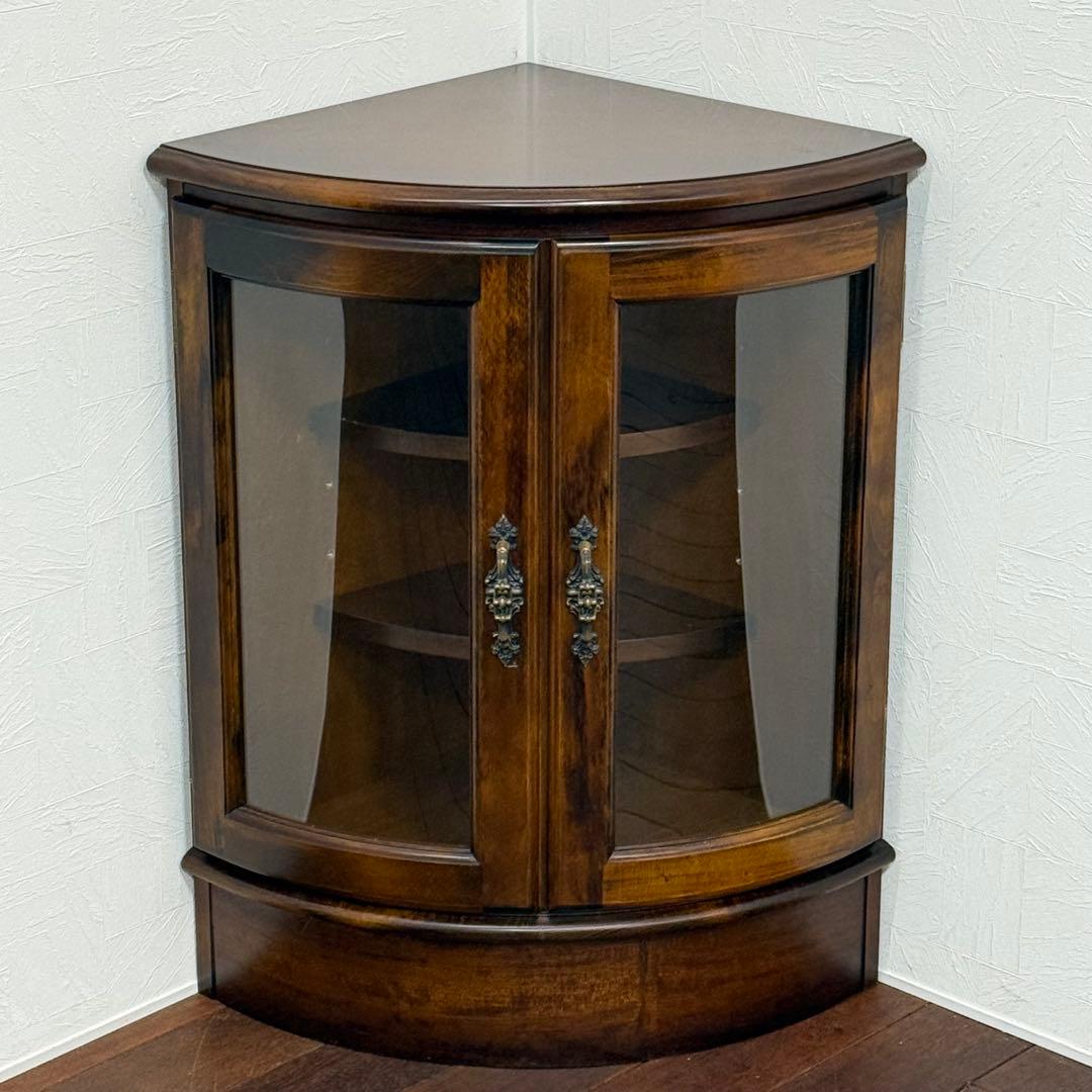 H21K20c カリモク コロニアル ガラスコーナーキャビネット