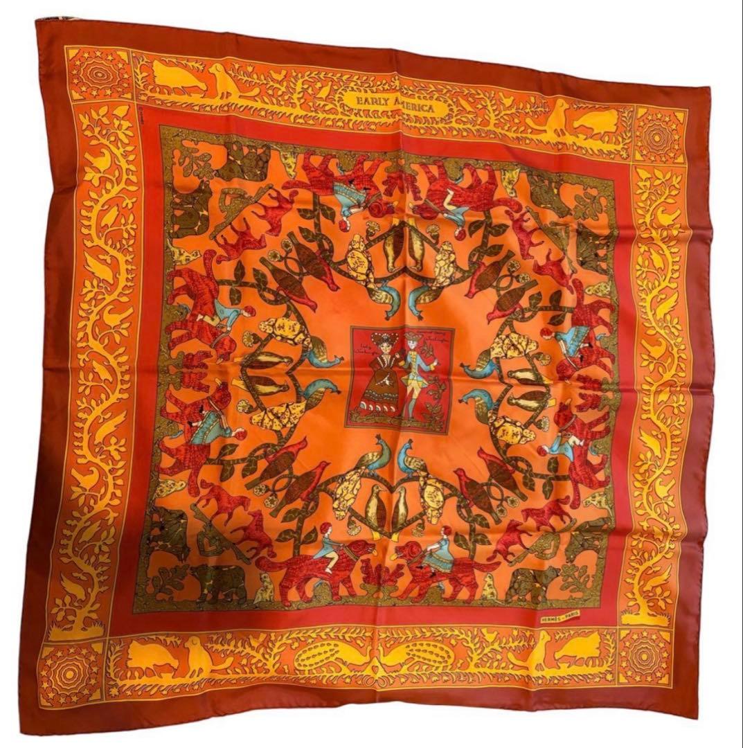 HERMÈS シルクスカーフ 古き良きアメリカ　カレ90