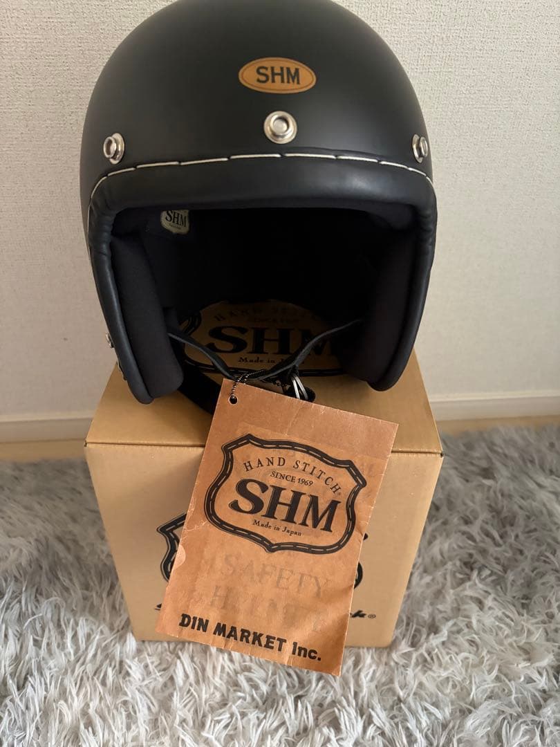 SHM ハンドステッチ　Lot106 ヘルメット ブラックレザー　シールド