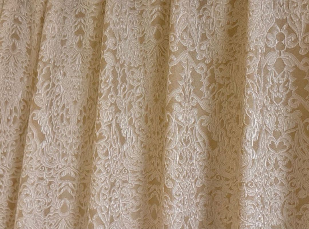東リ 洗える カーテン ベージュ 高級感あふれる模様 レースカーテン付き